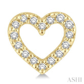 1/10 ctw Heart Cutout Round Cut Diamond Petite Fashion Earring in 14K Yellow Gold